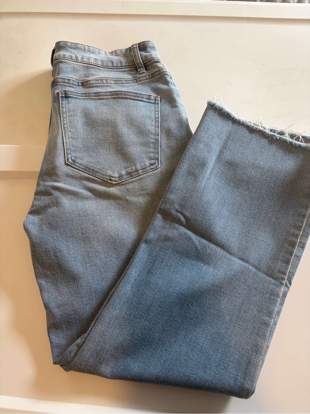 OAT New York brand Women’s Light Blue High-Rise Cropped Straight Jeans